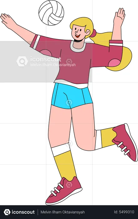 Girl playing Volleyball  Illustration