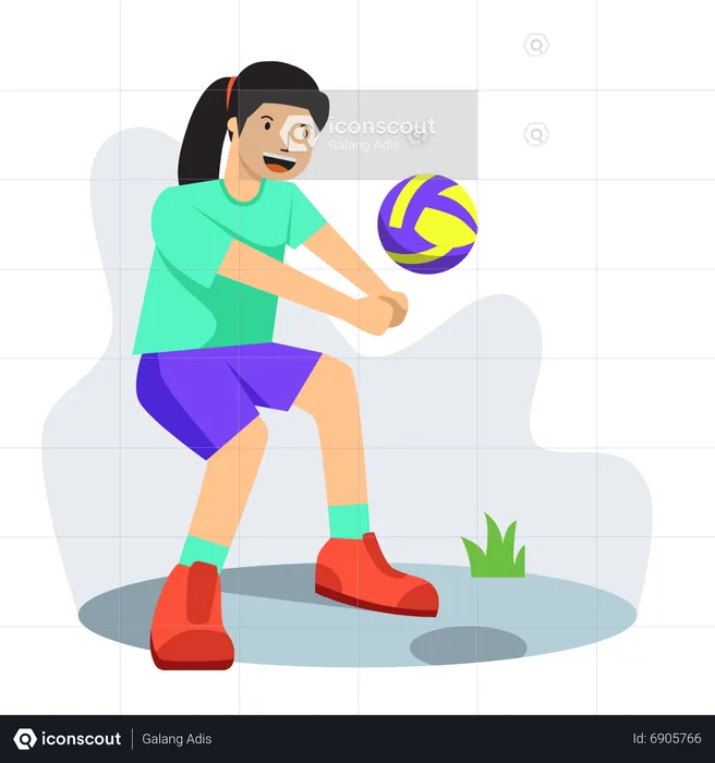 Girl Playing Volleyball Passing  Illustration