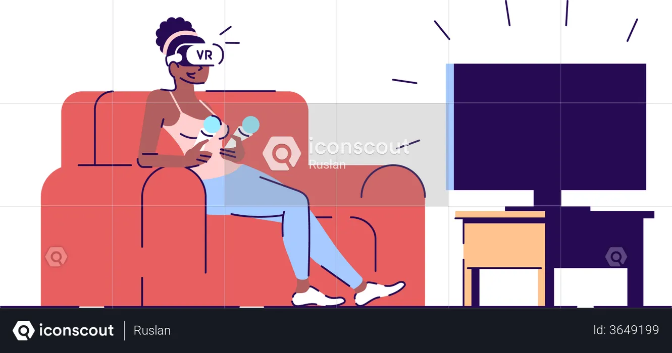 Girl playing VR game  Illustration