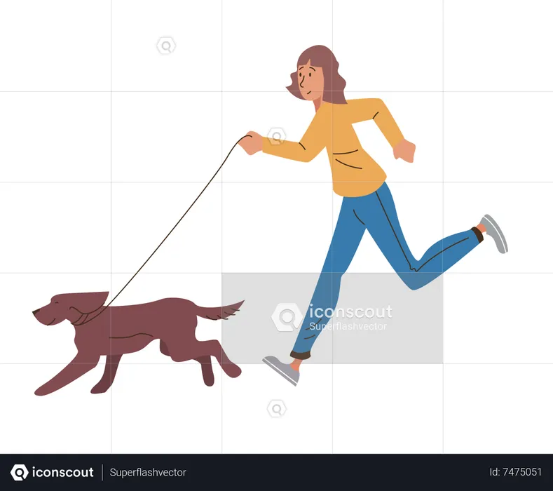 Girl Playing With Pet  Illustration