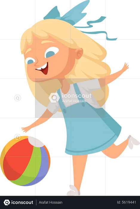 Girl playing with toy ball  Illustration