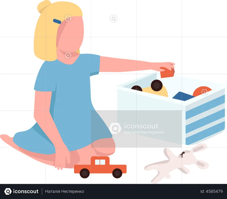 Girl playing with toys  Illustration