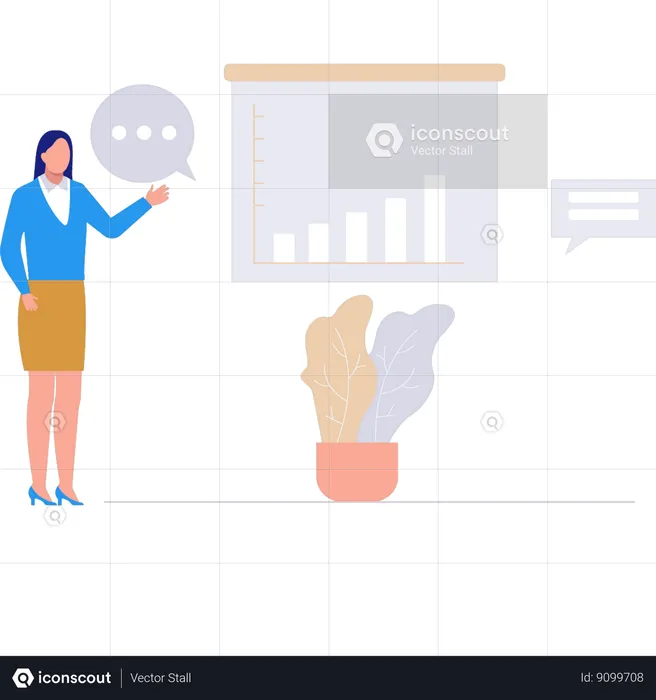 Girl pointing at business graph  Illustration