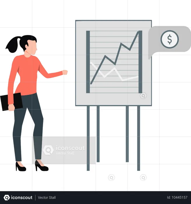 Girl pointing infographic graph  Illustration