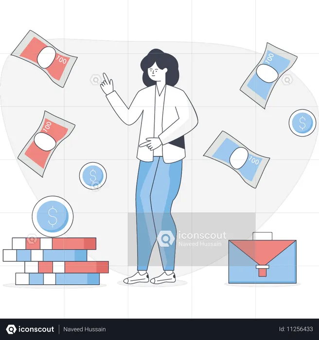 Girl pointing investment  Illustration