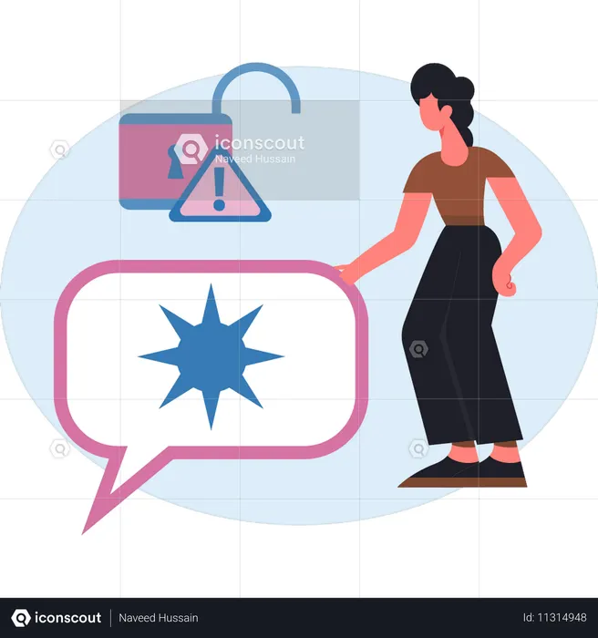Girl pointing lock info  Illustration