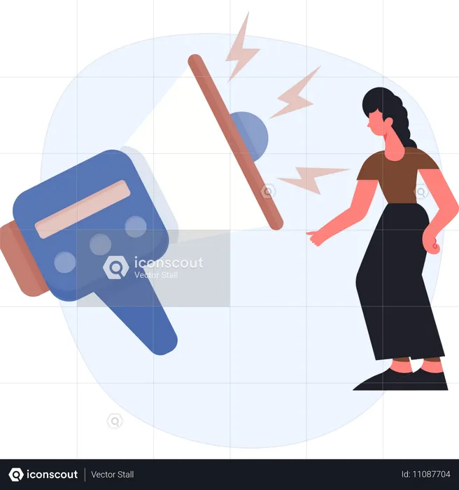 Girl pointing megaphone  Illustration