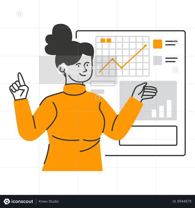 Girl points at advertisement board  Illustration
