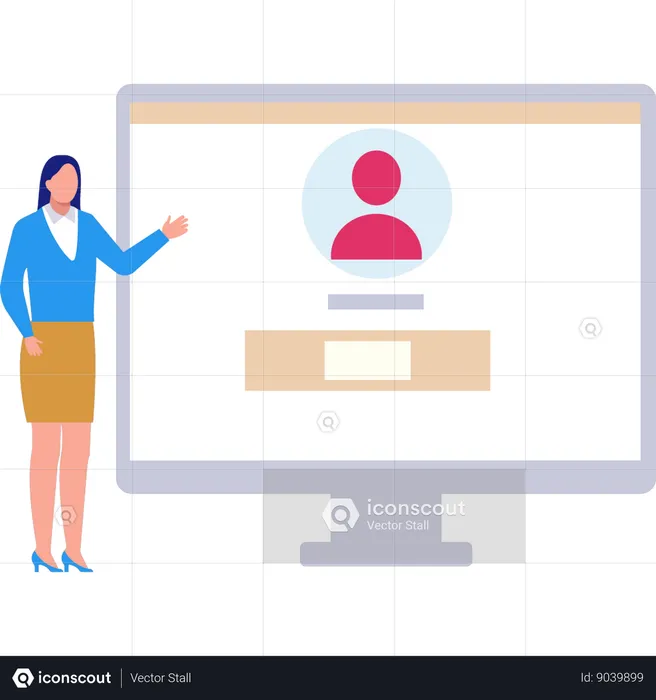 Girl points to a human resources job  Illustration