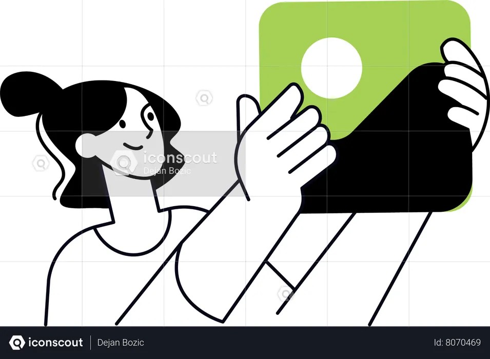 Girl posting social media profile  Illustration