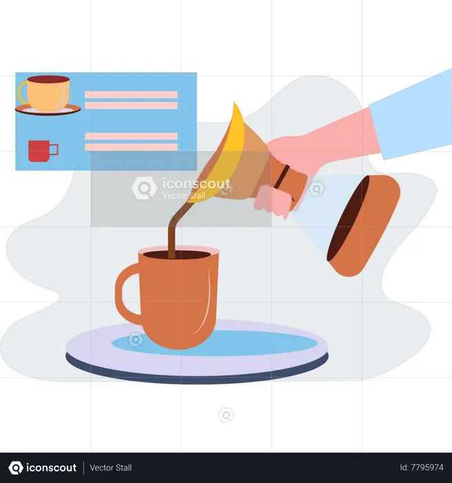 Girl pouring coffee into cup  Illustration