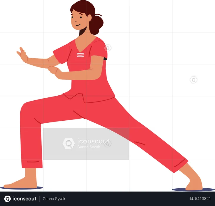 Girl practice martial arts  Illustration