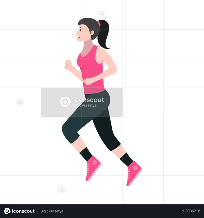 Girl Practice Running Outdoor  Illustration