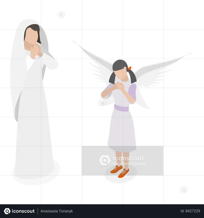 Girl praying to god  Illustration