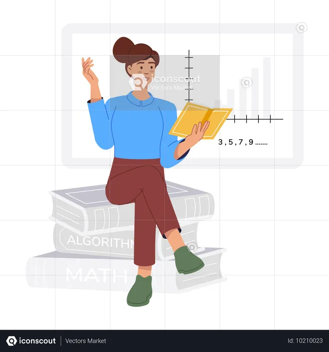 Girl preparing for exam  Illustration