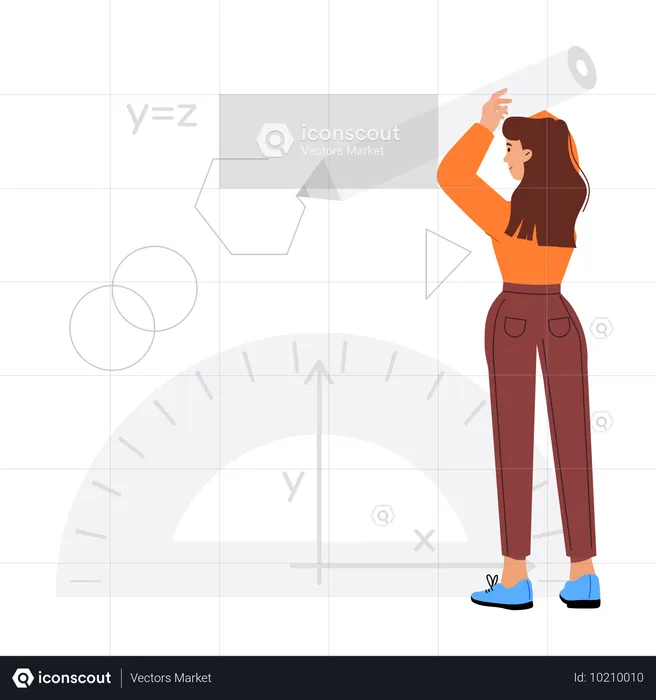 Girl preparing for math test  Illustration