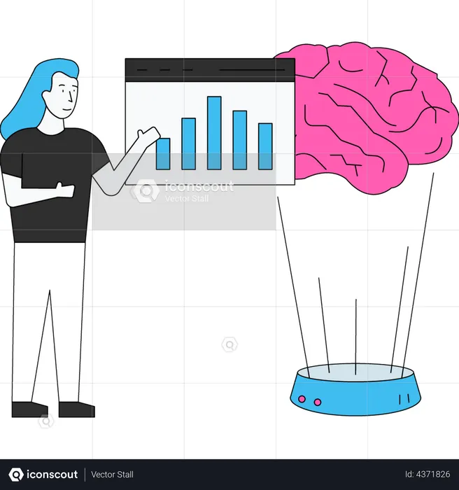 Girl presenting analysis chart  Illustration