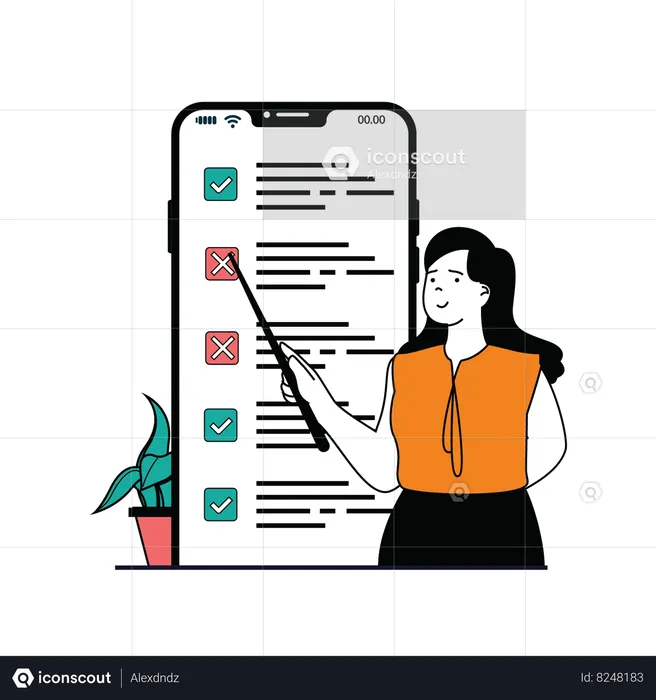 Girl presenting online reviews  Illustration