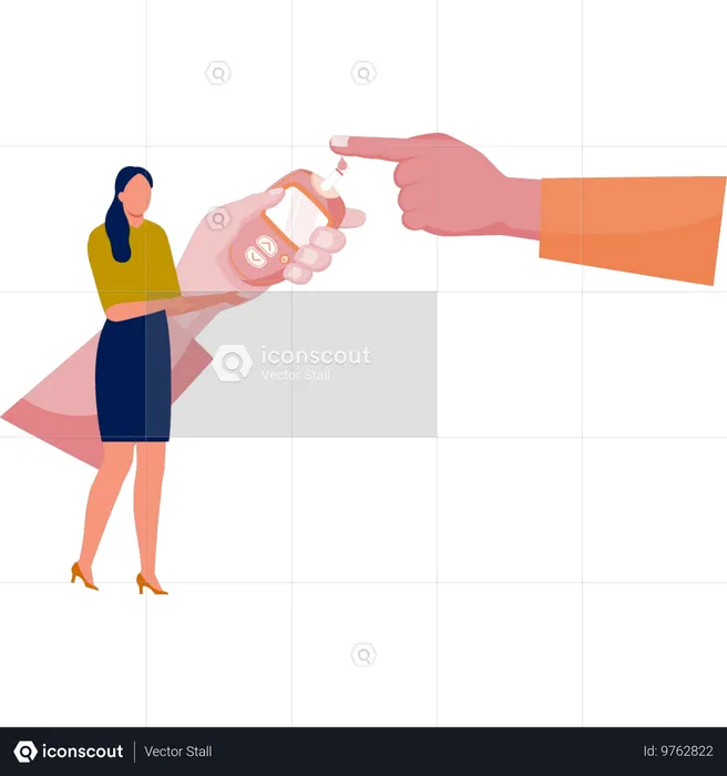 Girl presenting sugar checking technique  Illustration