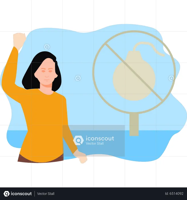 Girl protesting not to fight  Illustration
