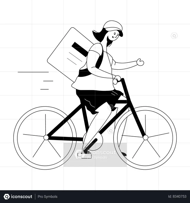 Girl provide Cycle Delivery  Illustration