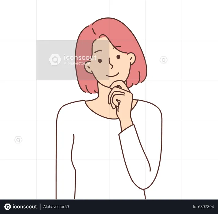 Girl put hand on chin and thinking something  Illustration