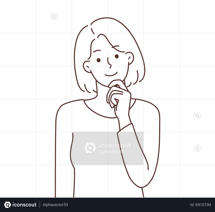 Girl put hand on chin and thinking something  Illustration