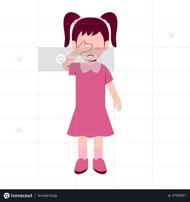 Girl put her left hand on forehead  Illustration