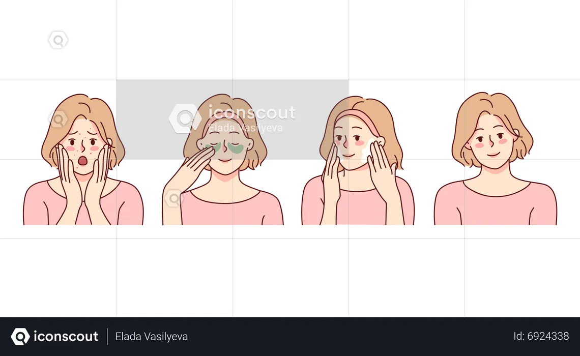 Girl putting acne cream  Illustration