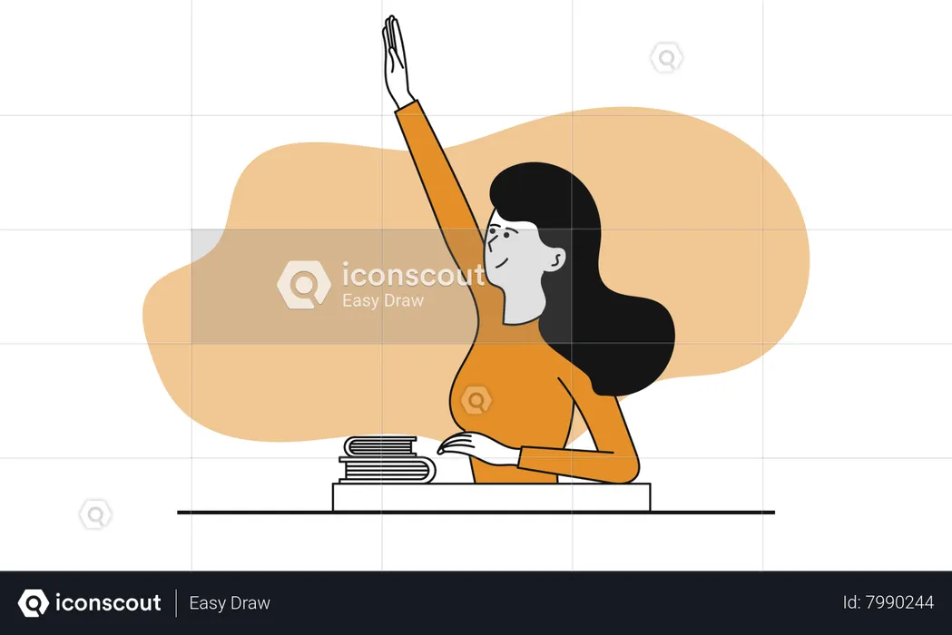 Girl raised her hand for asking doubt  Illustration