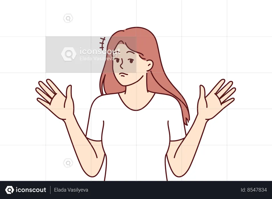 Girl raises hands  Illustration