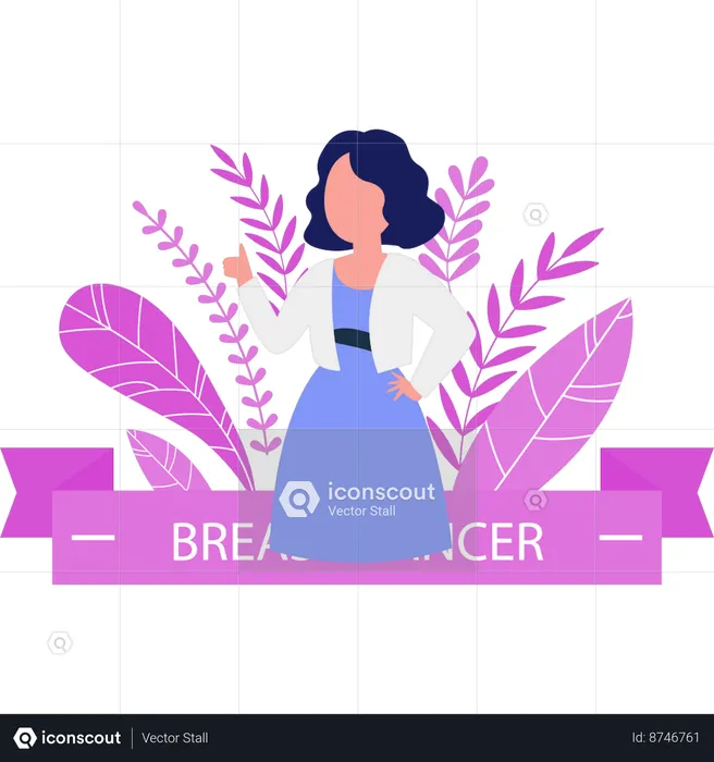 Girl raising awareness for breast cancer  Illustration