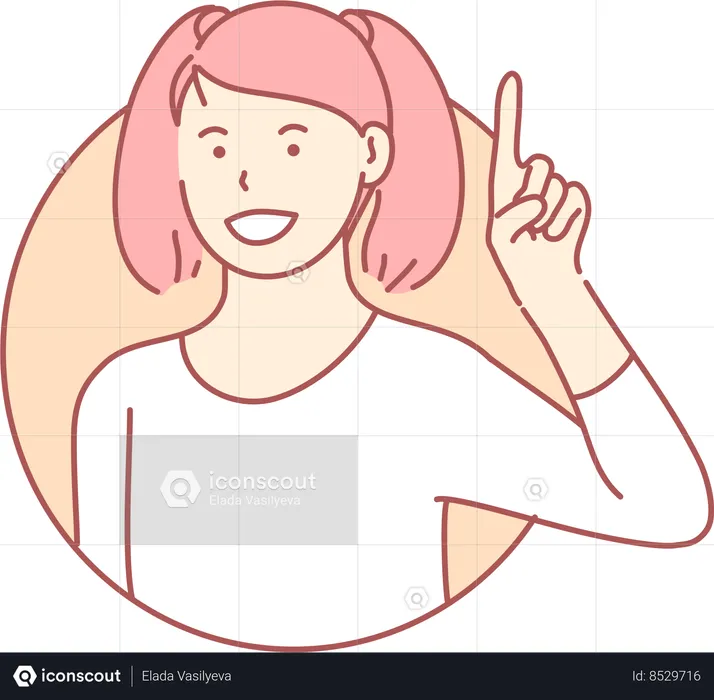 Girl raising one finger  Illustration