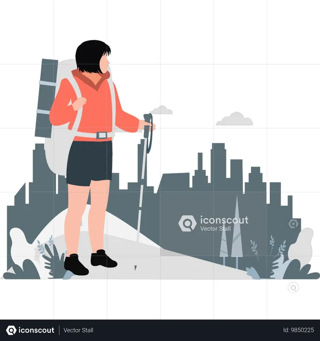 Girl reached alone at destination  Illustration