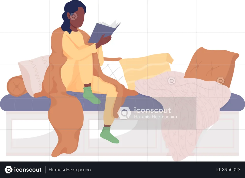 Girl read on couch  Illustration