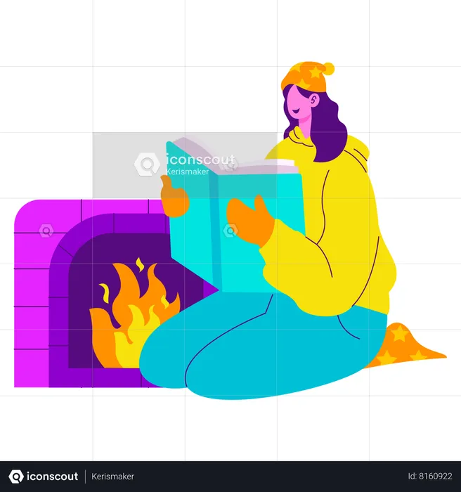 Girl Reading A Book  Illustration