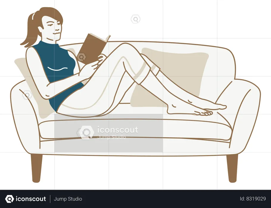 Girl Reading book  Illustration
