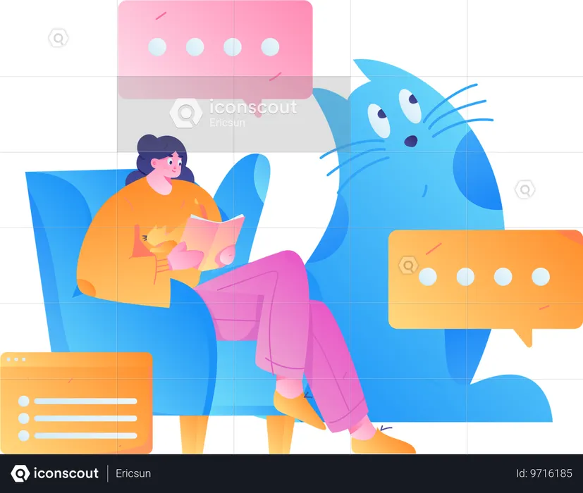 Girl reading book  Illustration