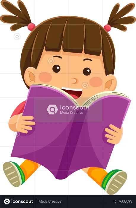 Girl Reading Book  Illustration