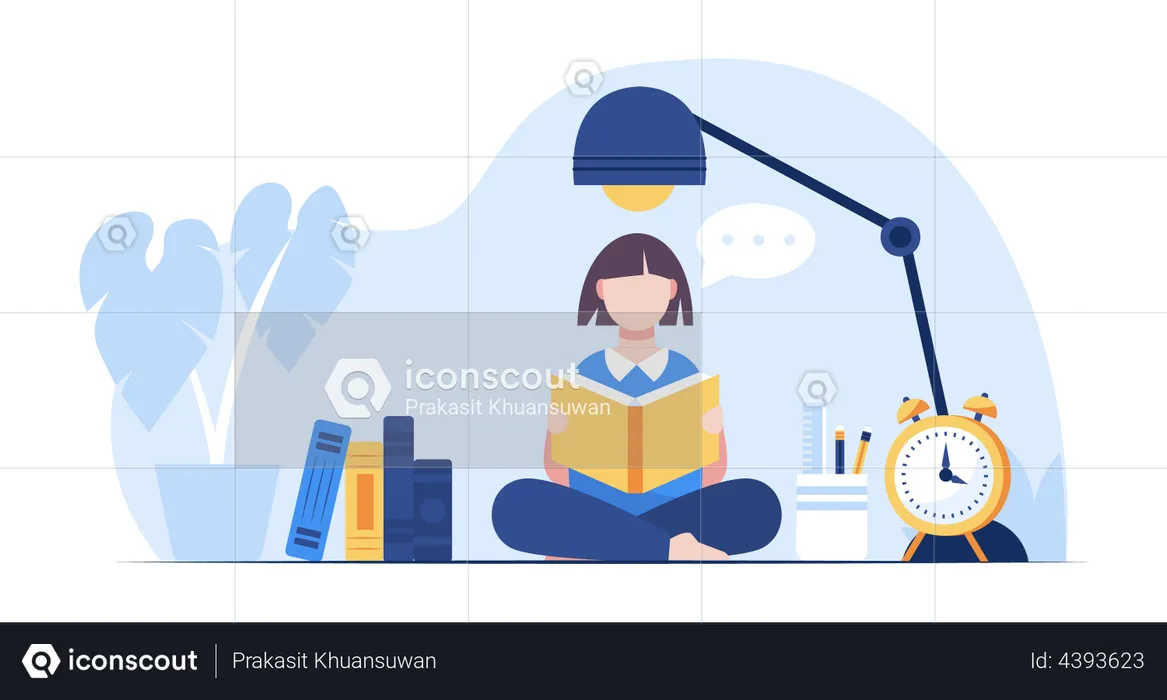 Girl reading book  Illustration