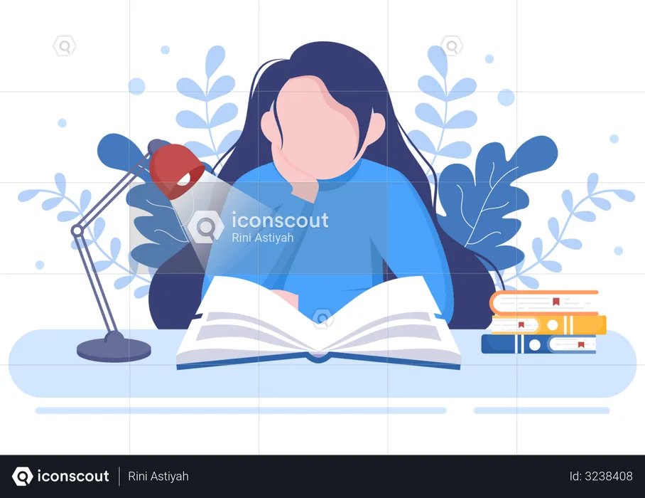 Girl reading book  Illustration