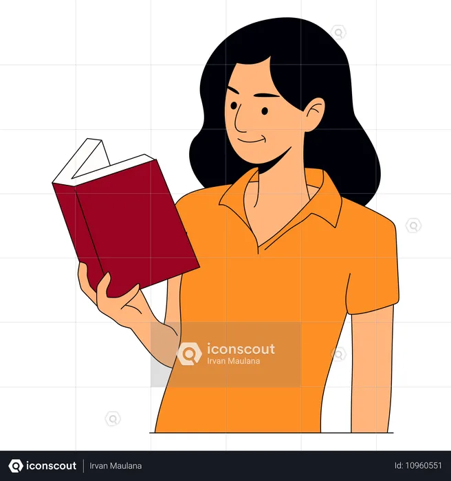 Girl Reading Book  Illustration