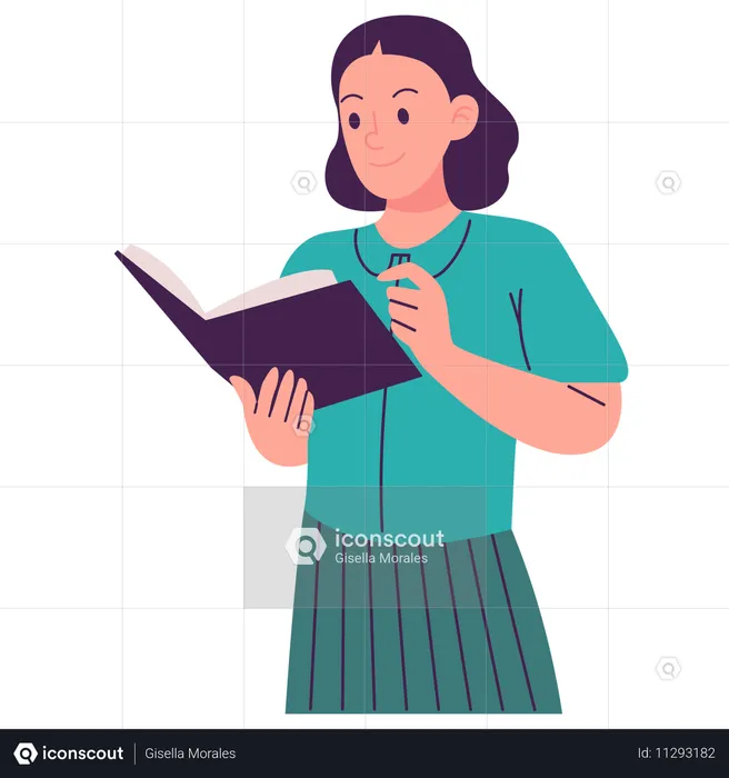 Girl reading Book  Illustration