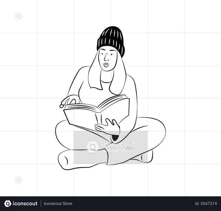 Girl reading book  Illustration