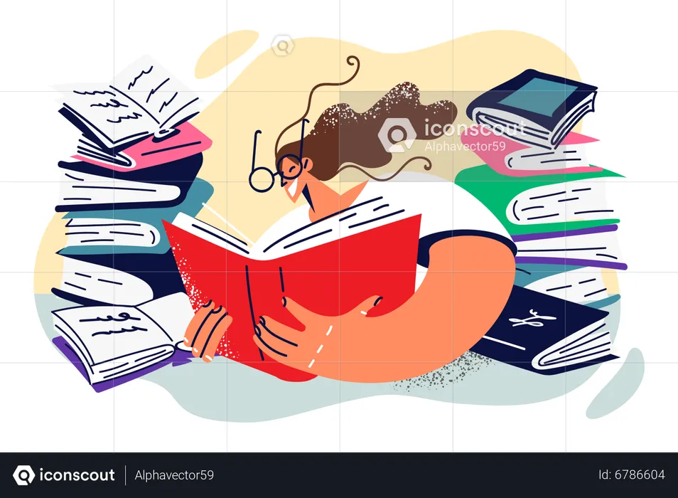 Girl reading book  Illustration