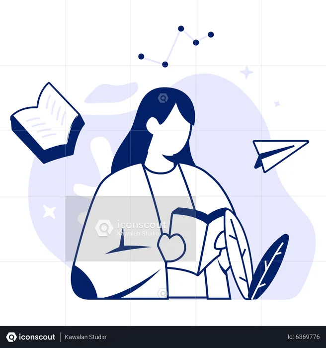 Girl reading book  Illustration