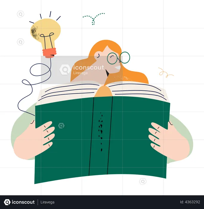 Girl reading book to get knowledge  Illustration