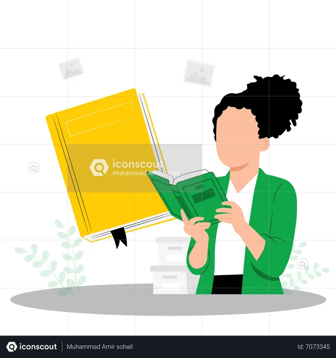 Girl reading books  Illustration