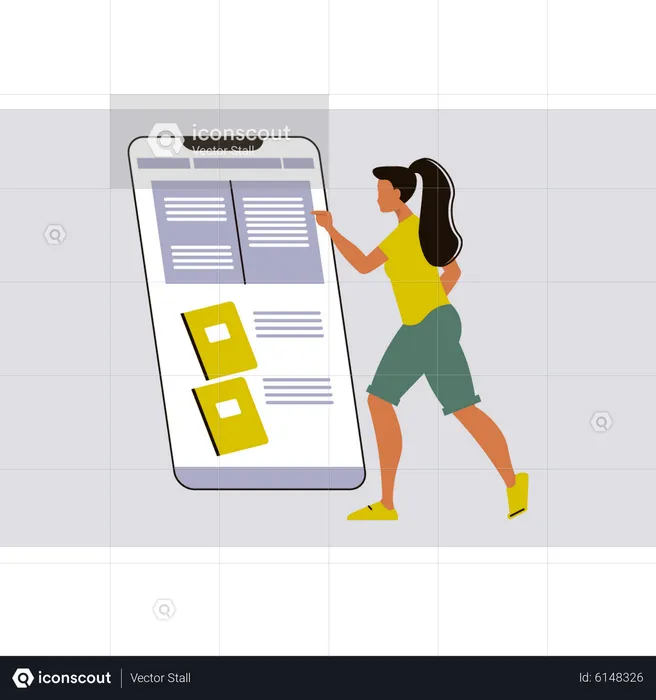 Girl reading on phone  Illustration