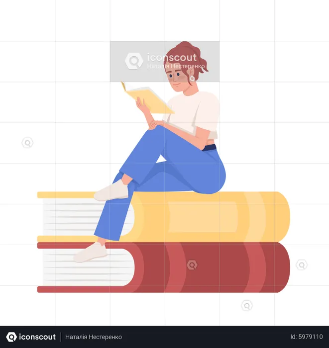 Girl reads book  Illustration